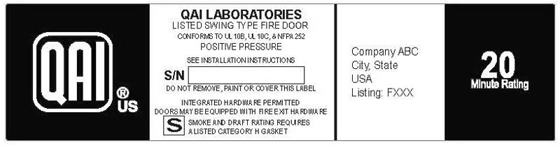 Example QAI Door Label
