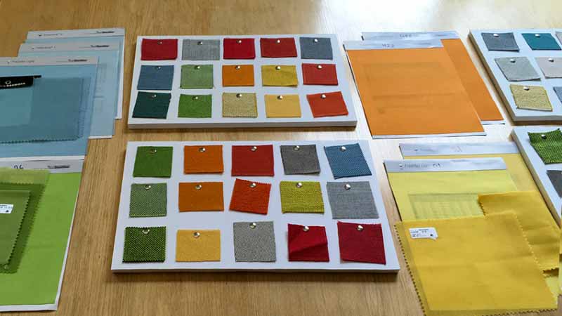Photo of fabric swatches used during the design process
