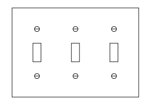 Graphic of a 3-Gang Outlet Faceplate