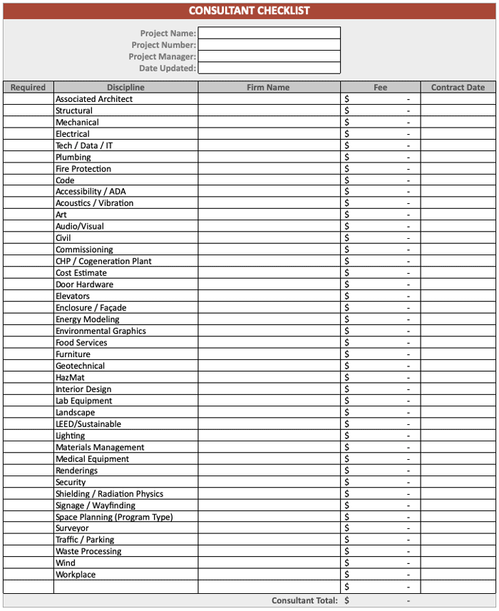 Example Consultant Checklist