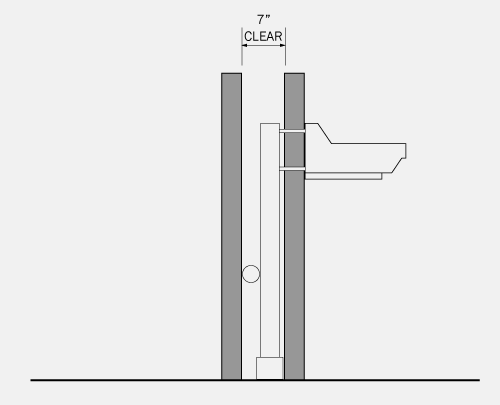 Section diagram of a Typical Sink / Lavatory Support