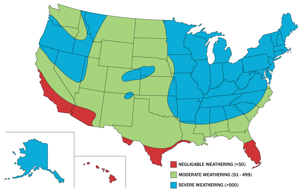 Brick Weathering Regions for the United States