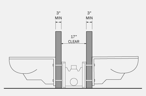 Section graphic of a Water Closet / Toilet, Double, Block Wall