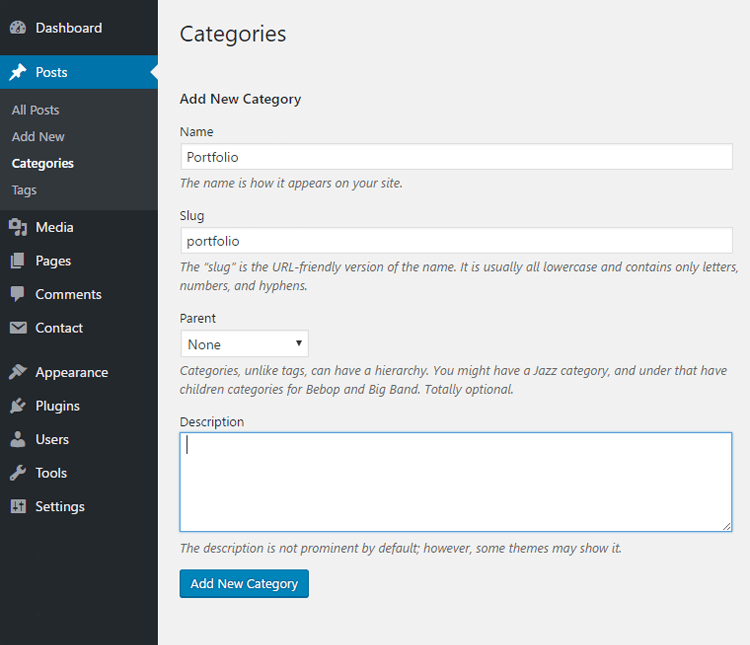 Image of WordPress New Category